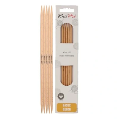 Image of KnitPro KP35118 20 cm x 4.5 mm Basix Double Pointed Needles, Birch, Braun