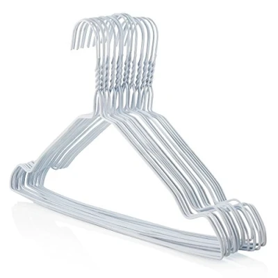 Image of HANGERWORLD 50 Strong 41cm Metal 13 Gauge White Wire Remat Clothes Garment Notched Trouser Bar Hangers.