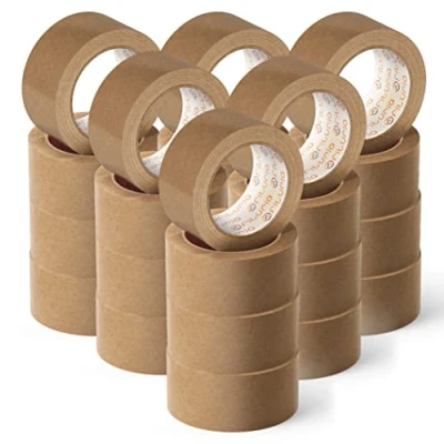 Image of Organic Brown Kraft Paper Adhesive Tape, Body Tape for Packing, Framing or Seal, Safe and Sturdy Packaging Ofituria (72mm x 80mts Kraft, 24 Rolls)