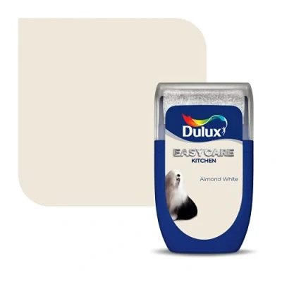 Image of Dulux Easycare Kitchen Tester Paint, Almond White,30 ml (Pack of 1)