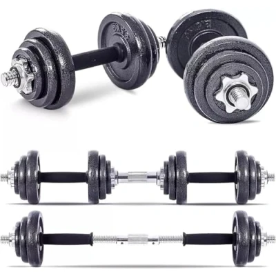 Image of Adjustable Cast Iron Dumbbell Barbell Set 15kg, 20kg, 30kg, 50kg Weight for Men &amp; Women with Spinlock Bars Plates (50, Kilograms)