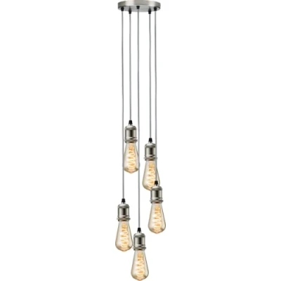 Image of KnightsBridge CALLA 230V E27 Vintage 5 Light Pendant Brushed Chrome