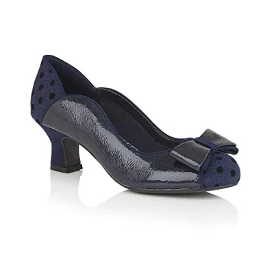 Image of Ruby Shoo Women&#039;s Navy Melody Mid Heel Velvet Court Shoes UK 4