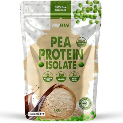 Image of Pea Protein Isolate Powder 1kg Vegan 100% Plant Gluten Free, Vegetarian Shake for Superfood Super Greens Dairy Free Shakes by PROELITE (1KG, Chocolate)