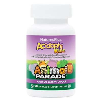 Image of NaturesPlus Animal Parade Acidophikidz Children’s Chewable Probiotic, Natural Mixed Berry Flavour Vegetarian, Gluten Free 90 Tablets