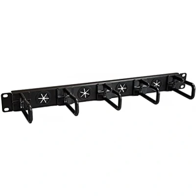 Image of StarTech.com 1U 19&quot; Cable Management Organizer D Ring Hook Network/Server Rack Cord Manager Data Center Horizontal Wire Panel with Passthrough Holes w/Mounting HW EIA/ECA 310 E (CABLMANAGERH)