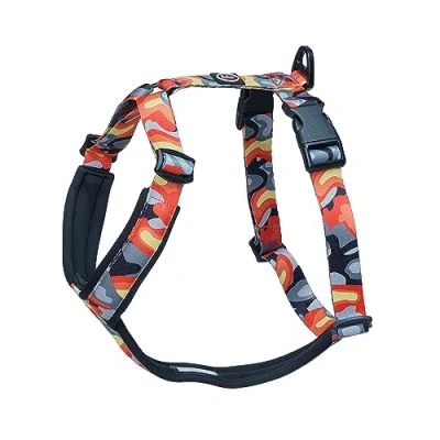 Image of FINNERO CAMOCOLOR adjustable dog harness (orange, XL)