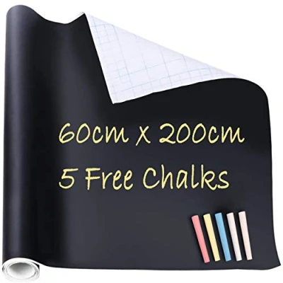 Image of DSL 60cm x 200cm Removable Blackboard Vinyl Wall Sticker Chalkboard Decal + 5 Colour Chalk