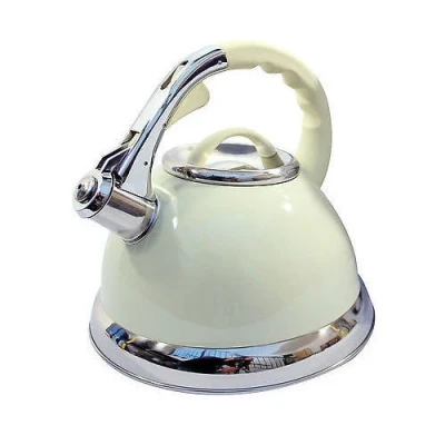 Image of 3.5L Stainless Steel Whistling Kettle with Silicone Handle (Cream)
