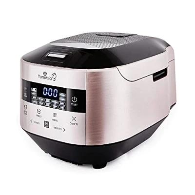 Image of Yum Asia Bamboo Rice Cooker with Induction Heating (IH) and Ceramic Bowl, 7 Cooking Functions, 4 Multicooker Motouch LED Display (1.5L) 220 240V UK/EU Power (Champagne Rose Black)