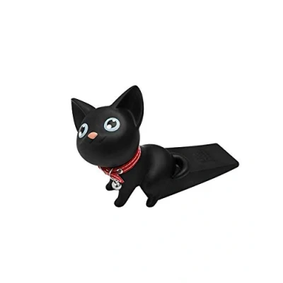 Image of Bycc Bynn Cute Dog Stopper Silicone Door Stop Decorative Animal Doorstop Wedge (Cat Black)