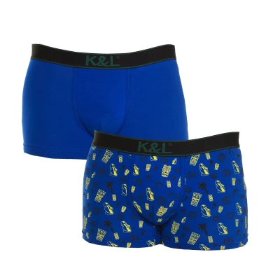 Image of Kisses&amp;Love Mens Pack 2 Boxers Funny breathable fabric KL2005 man Blue Size 2XL