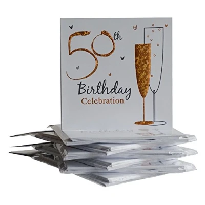 Image of Simon Elvin Multi Pack 36 Holographic 50th Birthday Party Card Invitations &amp; Envelopes