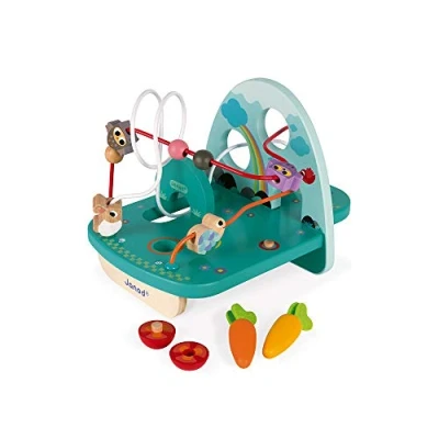 Image of Janod Wooden Looping Rabbit &amp; Co Toddler Manipulation and Motor Skills Toy For children from the Age of 18 months, J08254, Multicolored