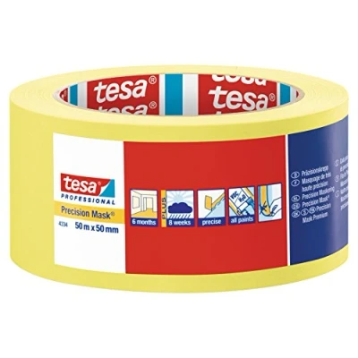 Image of tesa 43340000400 Precision Mask Indoor Masking Tape for Painting and Decorating, Residue Free Removal, 50 m x mm