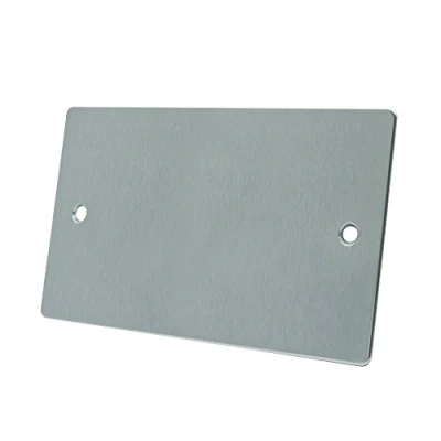 Image of AET FSC2GBP Satin Chrome Flat Double Electrical Blanking Plate 2 Gang, 240 V