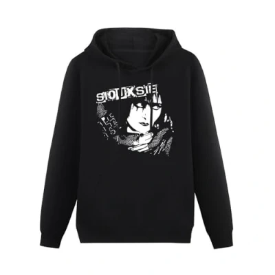 Image of CELeus Siouxsie Sioux &amp; The Banshees Punk Rock Music Hoodies Long Sleeve Pullover Loose Hoody Men Sweatershirt Size L Black