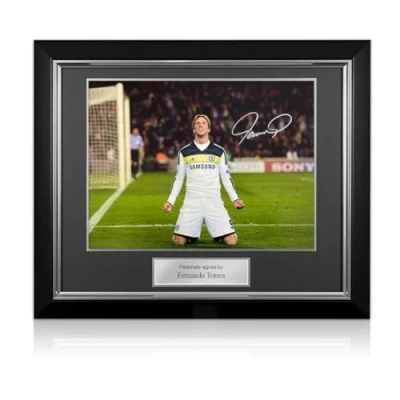Image of Exclusive Memorabilia Fernando Torres Signed Chelsea Football Photo: 2012 Semi Final. Deluxe Frame