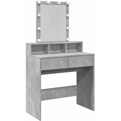 Image of vidaXL Dressing Table with LED Concrete Grey 80x41x144.5 cm