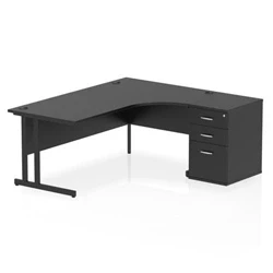 Image of Impulse 1800 RH Crescent Desk Black/Black Cantilever 600 High Ped