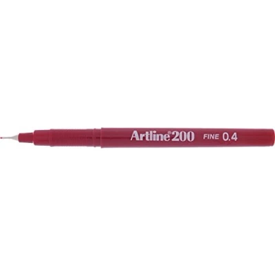 Image of artline 200 Dark Red Fineliner Technical Drawing Pens Pack 12