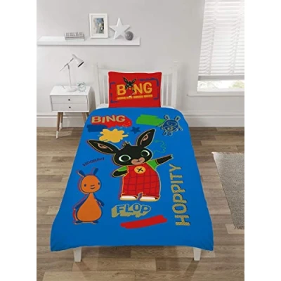 Image of Coco Moon Bing Bunny Rebel Rules Reversible Single Bed Size Duvet Cover and Pillow Set for Kids Ideal Prime Gift
