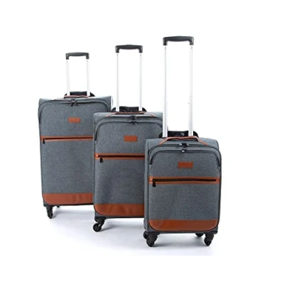 Image of JCB Lightweight 4 Wheel Black Suitcase Luggage Travel Cabin Bag, Easy Roll (28&quot; Grey)