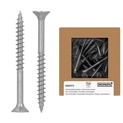 Image of HELPMATE Universal Screws Countersunk Head 4.5 x 50 Stainless Steel A2 Rustproof Pack of 150 Wood with PZ 2 Drive and Partial Thread Chipboard for Indoor Outdoor Use