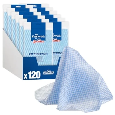 Image of Spontex Essentials All Purpose Cleaning Cloths 12 packs of 10 (Total 120 Cloths)