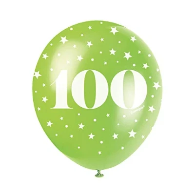 Image of Assorted Color Number 100 Latex Balloons (30cm) Pack of 5 Perfect for Birthdays &amp; Special Occasions