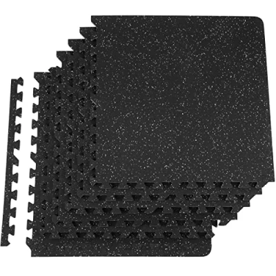 Image of VEVOR 6 PCS 1/2 inch Thick Gym Floor Mats, 24&quot; x EVA Foam &amp; Rubber Top Interlocking Workout Mats with 24 sq.ft Coverage, Waterproof Exercise Puzzle Flooring for Gym, Home, Garage, Basement
