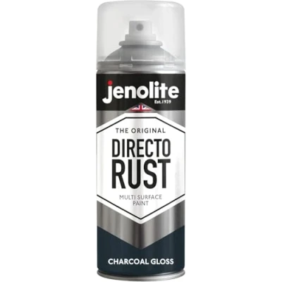 Image of JENOLITE Directorust Gloss Spray Paint CHARCOAL GREY 400ml Direct To Rust For Metal Multi Surface Wood, Metal, Plastic, Ceramic RAL 7016