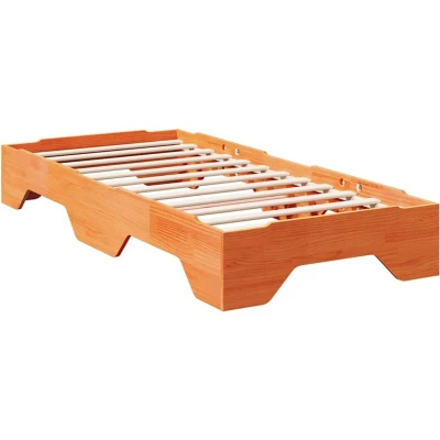 Image of vidaXL Stackable Bed Frame Solid Pine Wood Space Saving Furniture 100x200 cm Mattress Not Included for Compact Bedroom