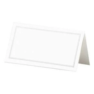 Image of Pack of 50 White and Silver Border Wedding Table Name Place Cards