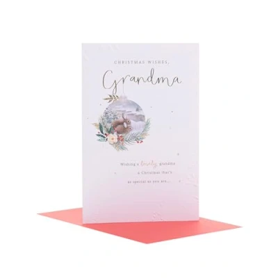 Image of UK Greetings Christmas Card for Grandma Rabbits Design