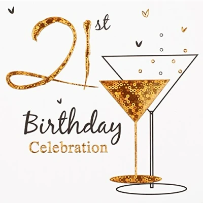 Image of Invitation Happy Birthday 21st Foil 6 Pack with Envelopes