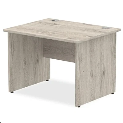 Image of Impulse 1000 x 800mm Straight Desk Grey Oak Top Panel End Leg