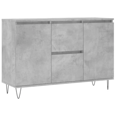 Image of vidaXL Concrete Grey Sideboard Engineered Wood and Iron, Size 104x35x70 cm Ample Storage Space Display Functionality for Home Decor