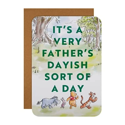 Image of Hallmark Fathers Day Card, Disney, Winnie the Pooh, Piglet, Tigger, Eeyore, Cute, Dad, Step Grandad, Green