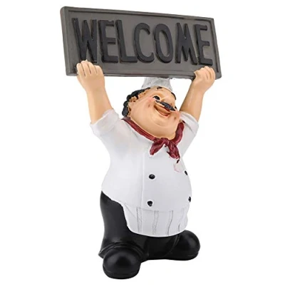 Image of Resin Italian Cute Chef Restaurant Figurines Mini Statue Ornaments Welcome Board Table Decoration Kitchen Cook Café Bar