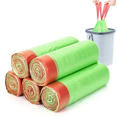 Image of Bin liners 15L,100 Count Bamyko Thick Biodegradable Food Waste Bags with Tie Tape Drawstring Handles, Compostable Fit 10L 15L Caddy Pedal Swing, Kitchen, Office, Home (50 x 45cm)