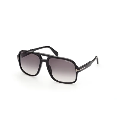 Image of TOM FORD Man FT0884 Falconer 02 01b Sunglasses Acetate Black Smoke Squat Normal Shaded