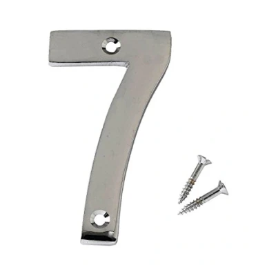 Image of Merriway BH04334 Polished Chrome Screw On House Flat Gate Post Numeral 75 mm (3 Inch) Number 7