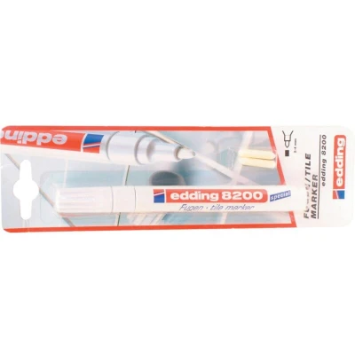 Image of edding 8200 grout marker white 1 pen round nib 2 4 mm restorer for reviving and brightening dirty tile waterproof, highly opaque, quick drying kitchens bathrooms