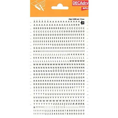 Image of Transferable Letters and Numbers, Black, 2.5 mm, Black