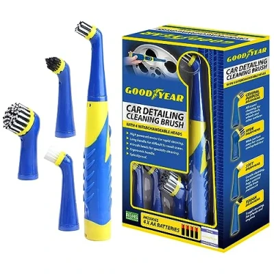 Image of Goodyear Professional Car Detailing Scrubber Brush 4 Heads Internal and External Cleaning Dashboard Alloys Hard to Reach Gaps