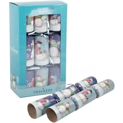 Image of OnlineStreet Snowman Christmas Crackers Pack of 6 with Novelty Gifts Decoration Party Crackers, Xmas Gift (The B4E)