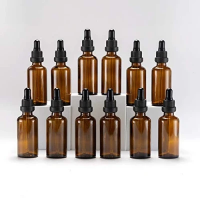 Image of Yizhao Amber Glass Dropper Bottles 50ml, with Pipette Dropper, for Essential oil, Aromatherapy, Laboratory, Massage, Makeup, Mixing, Travel 12Pcs