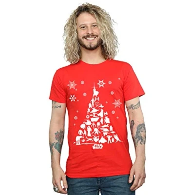 Image of Star Wars Men&#039;s Christmas Tree T Shirt Red Large
