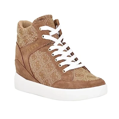 Image of GUESS Women&#039;s Blairin Sneaker, Beige/Brown 110, 7 UK
